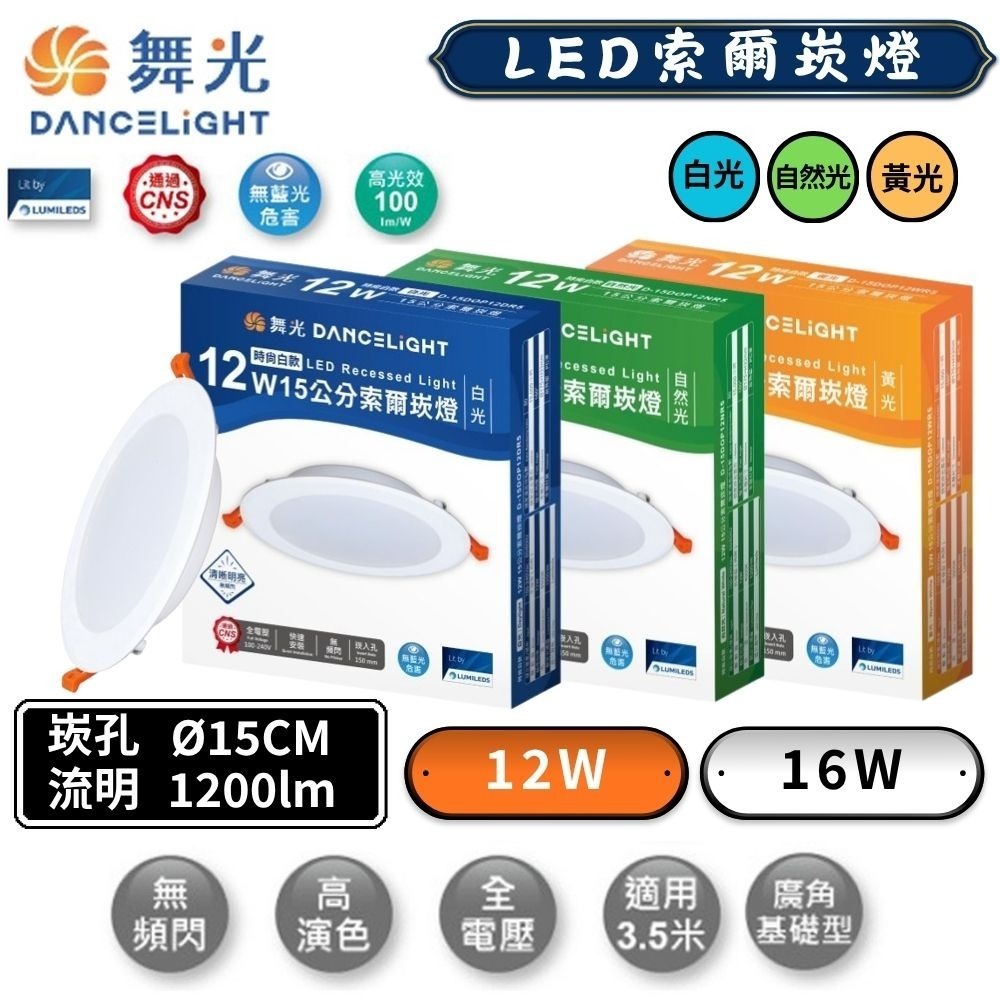 【DanceLight舞光】崁孔15CM 12W/16W LED索爾崁燈   白光/自然光/黃光  (超取限10入)-規格圖3