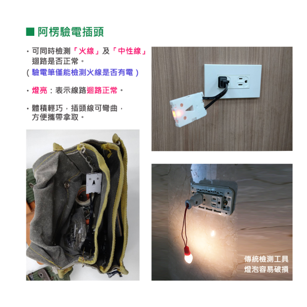 【樹榮電工SUZONE】方塊酥阿楞驗電插頭 驗屋利器 台灣製造(超取限200入)-細節圖2