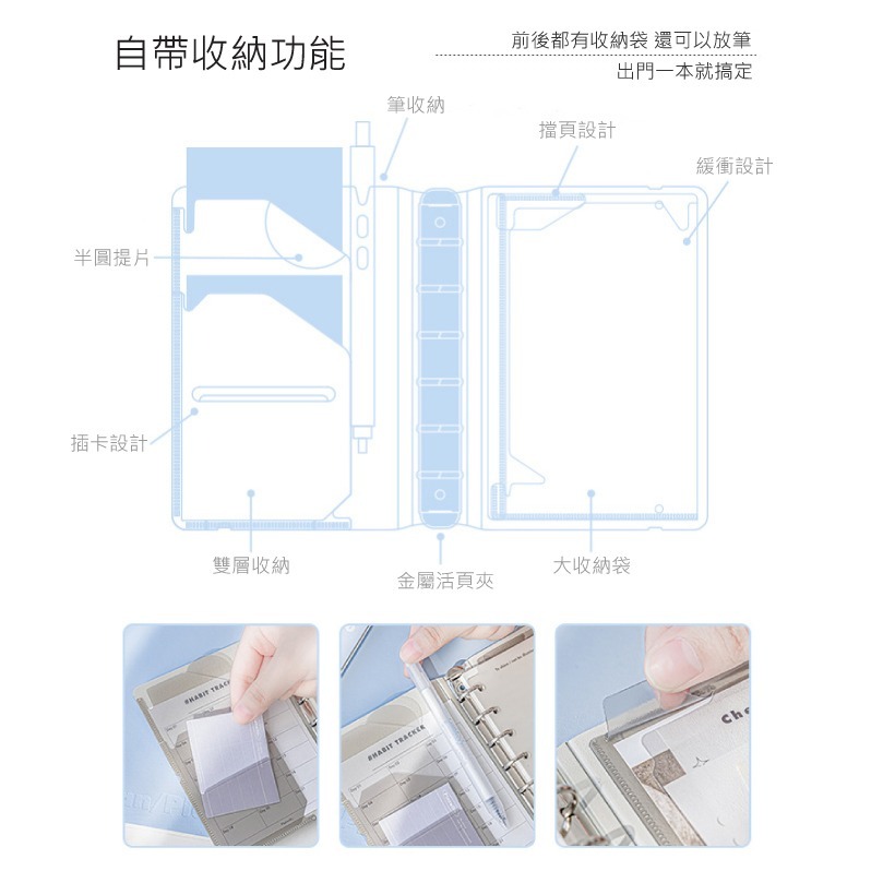 筆記本 活頁本 口袋本 A7 六孔 金屬 硬封面 磨砂質感 2款選-細節圖4