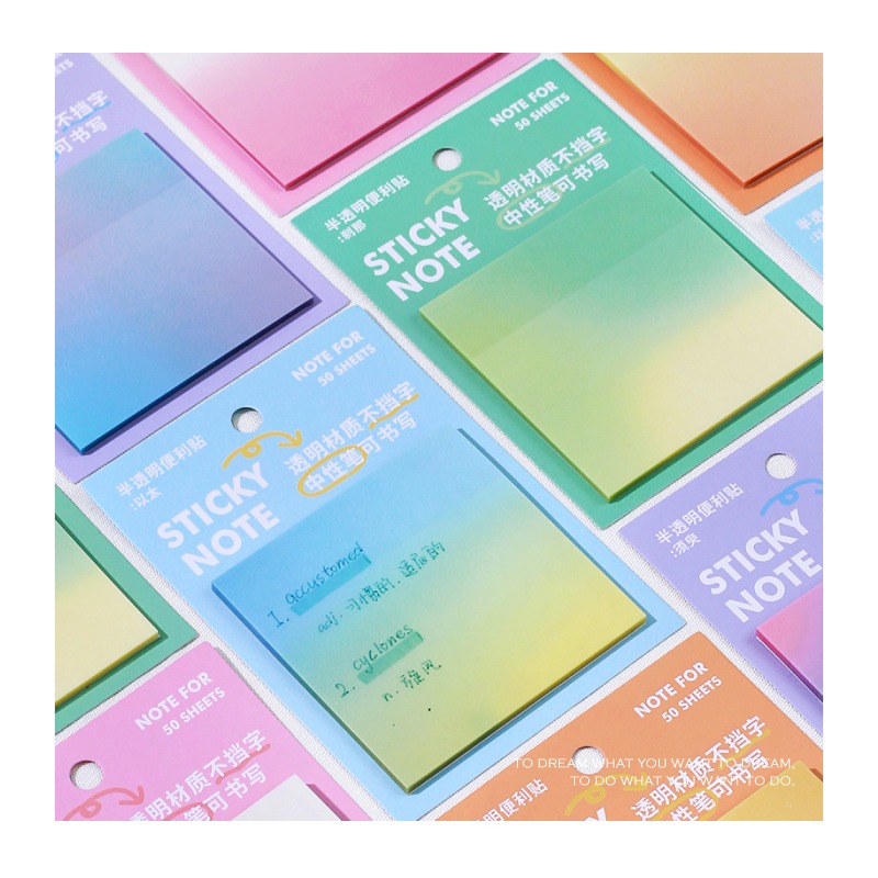 便利貼 夢幻暈染 半透明便利貼 漸變色 中性筆可寫-細節圖2