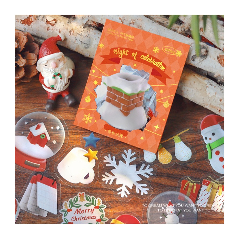 聖誕卡 貼紙 帶來聖誕祝福貼紙包 聖誕樹 聖誕老公公 麋鹿 雪花球 薑餅人 聖誕襪 交換禮物-細節圖2