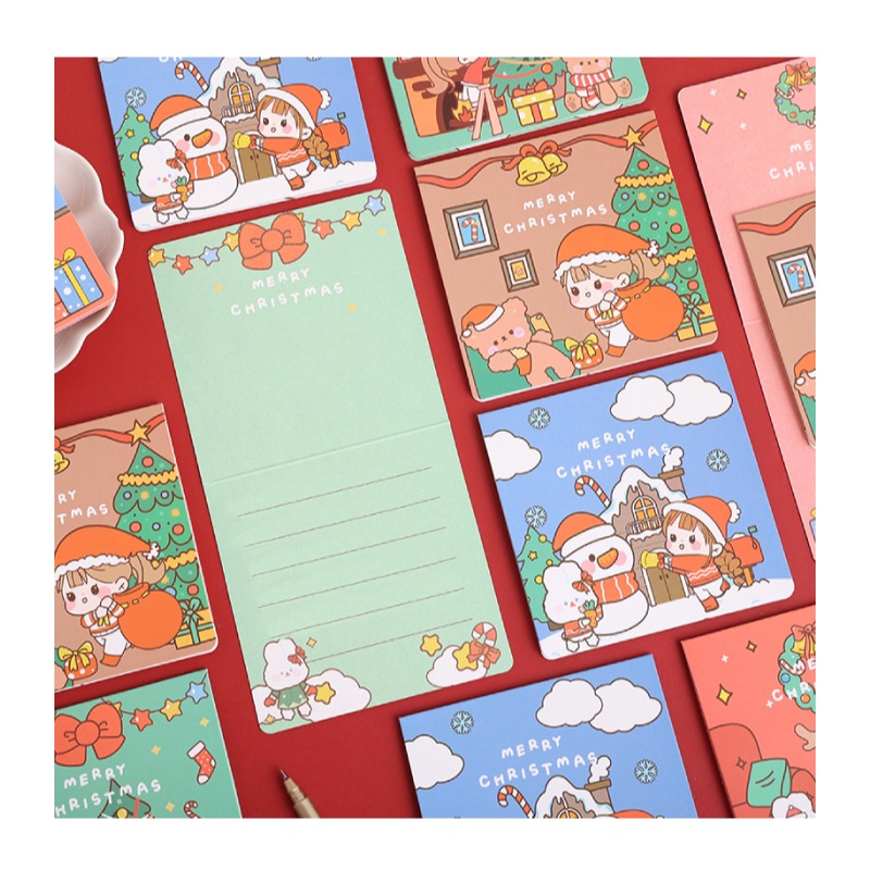 聖誕卡 耶誕賀卡 聖誕漫畫風 聖誕樹 雪人 薑餅屋 4款平均出貨-細節圖4