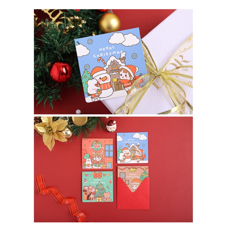 聖誕卡 耶誕賀卡 聖誕漫畫風 聖誕樹 雪人 薑餅屋 4款平均出貨-細節圖8