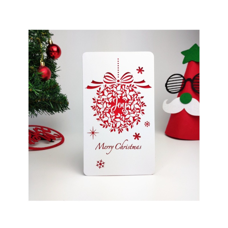 快速出貨 聖誕卡 耶誕賀卡 溫馨的聖誕 珠光 雷射鏤空 聖誕樹 麋鹿 雪花 交換禮物-細節圖5