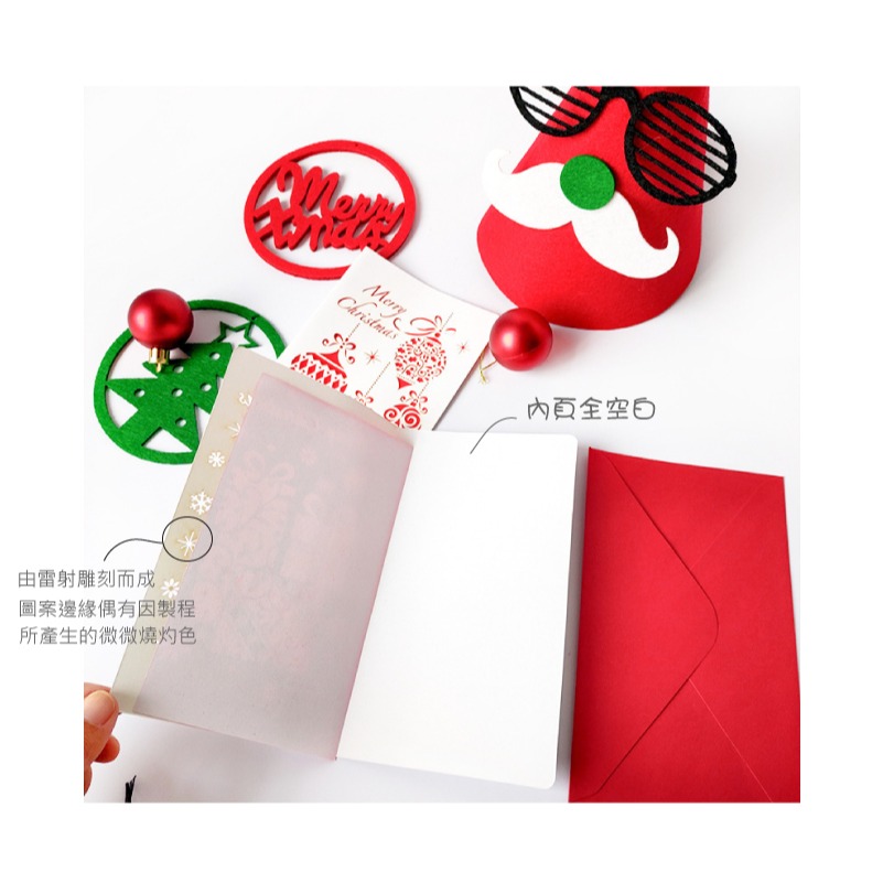 快速出貨 聖誕卡 耶誕賀卡 溫馨的聖誕 珠光 雷射鏤空 聖誕樹 麋鹿 雪花 交換禮物-細節圖8