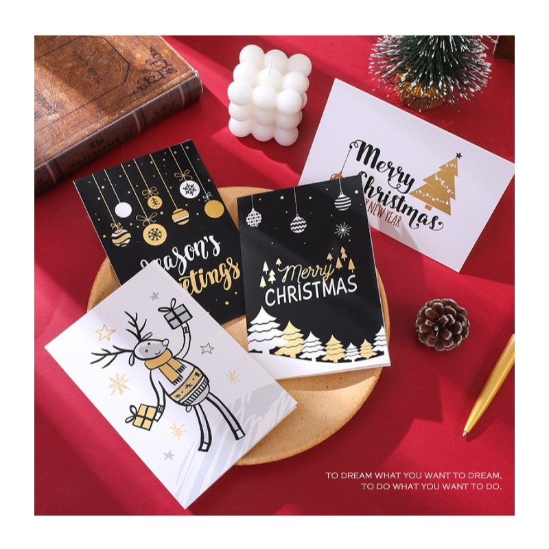 快速出貨 聖誕卡 耶誕賀卡 黑與白的聖誕 燙金卡片 聖誕節 交換禮物 24款平均出貨 單張價格-細節圖2