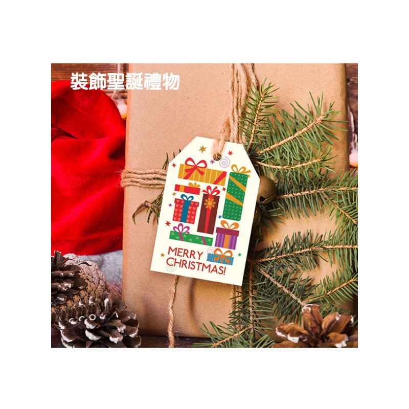 快速出貨 聖誕樹 禮物 裝飾 復古的聖誕吊卡 紙質 聖誕老公公 薑餅屋 麋鹿 一套12張 有綁繩-細節圖7