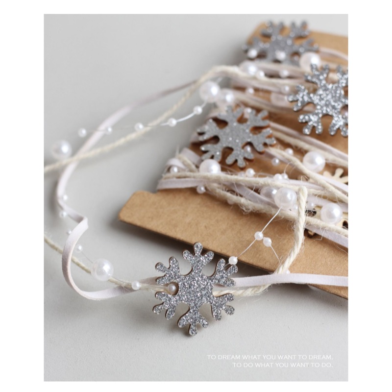 快速出貨 聖誕節 三股星星雪花珠鍊 麻繩 皮繩 裝飾 布置 聖誕樹 禮物-細節圖2