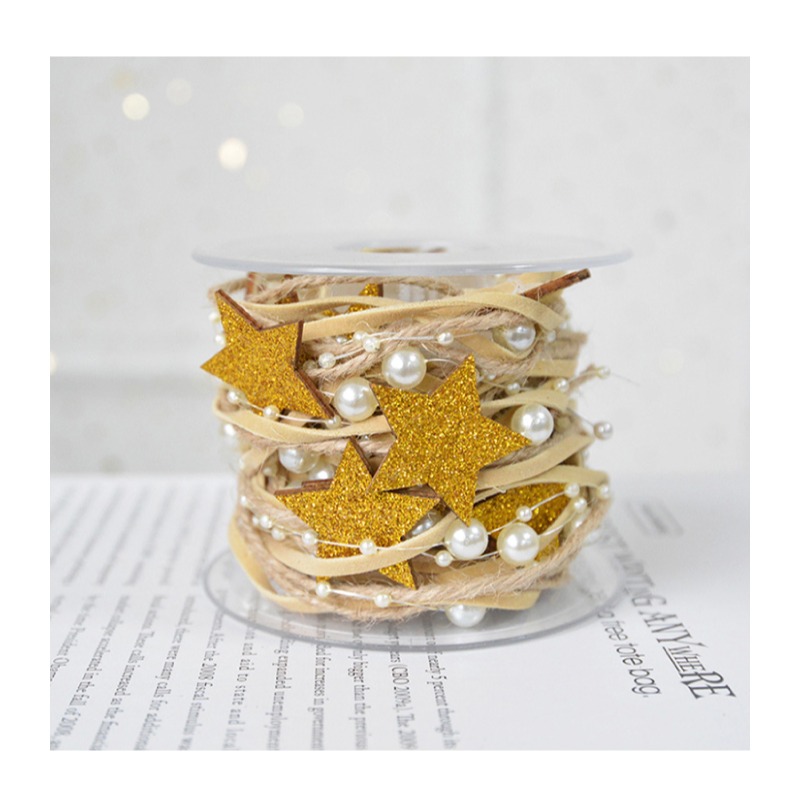 快速出貨 聖誕節 三股星星雪花珠鍊 麻繩 皮繩 裝飾 布置 聖誕樹 禮物-細節圖7