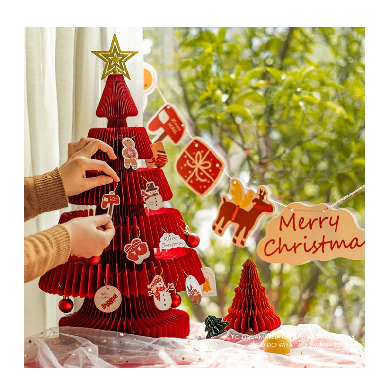 快速出貨 聖誕樹 禮物 裝飾 歡樂過聖誕造型吊卡 紙質 聖誕老公公 薑餅屋 麋鹿 一套30枚 有綁繩-細節圖2