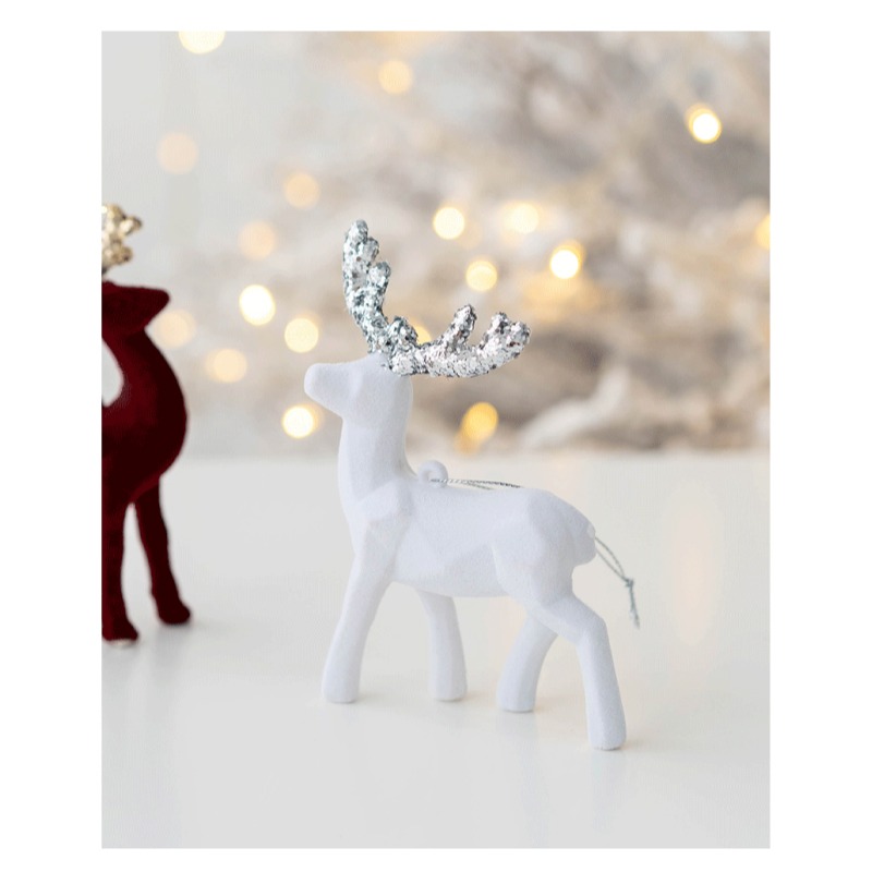 快速出貨 聖誕裝飾  奢華風麋鹿 掛飾 亮片 植絨 聖誕樹 聖誕節-細節圖9