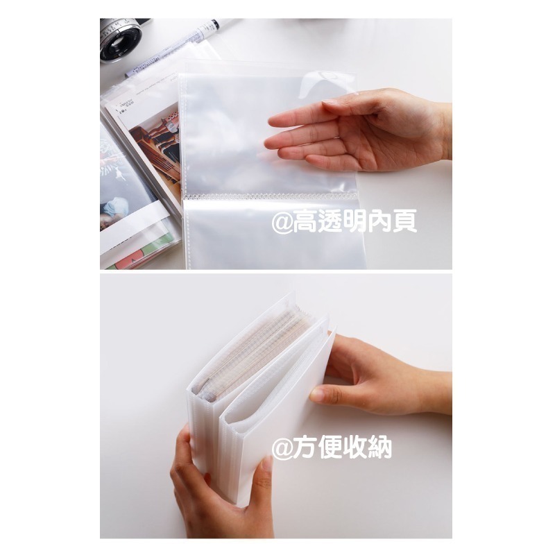收納本 A6尺寸 半透明磨砂外殼 高透明內頁 40張 可收納照片 明信片 手帳貼紙 素材-細節圖5