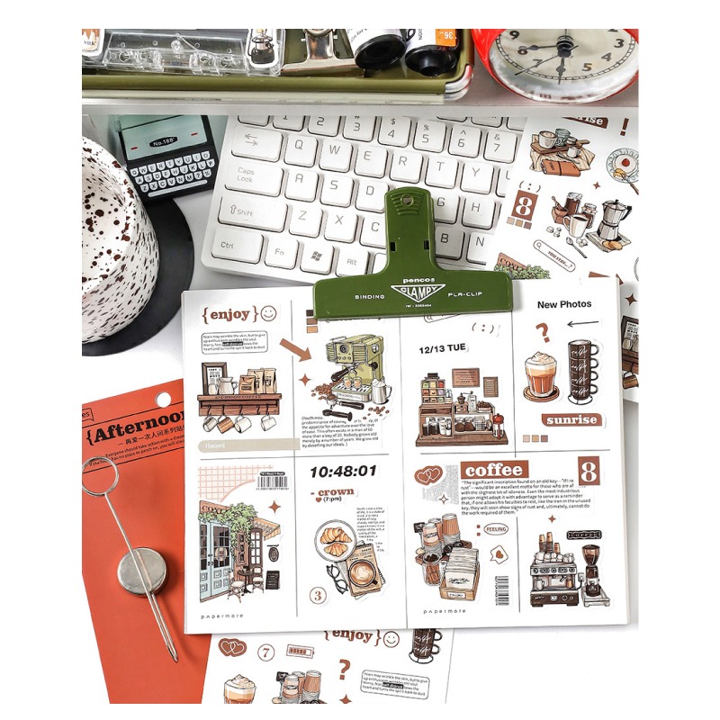 貼紙 我的生活插畫風 復古風格 電車 巴士 書店 露營 街角咖啡 花店-細節圖5