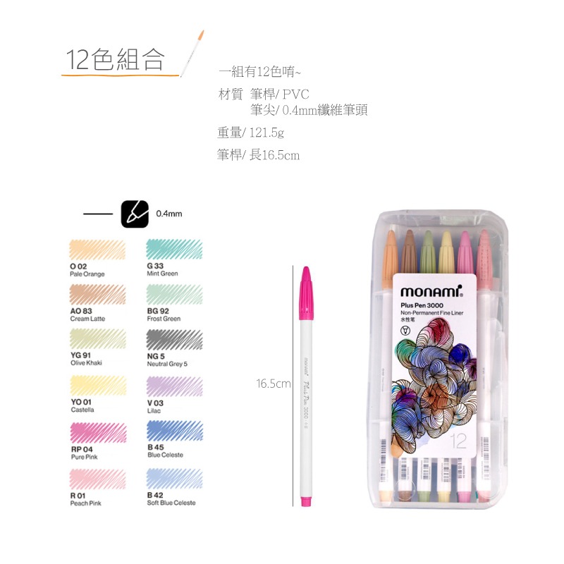 水性筆 手帳筆 手繪彩色人生水性色筆 12色24色36色48色60色組合 盒裝-規格圖10