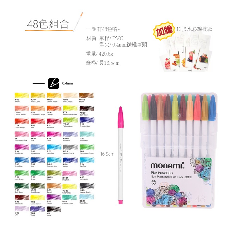 水性筆 手帳筆 手繪彩色人生水性色筆 12色24色36色48色60色組合 盒裝-規格圖10