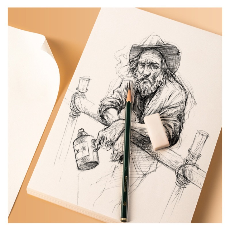 素描紙 160G A4 16K素描紙 護眼微黃色 紋理清晰 反覆擦拭 不易起毛 10張-細節圖8
