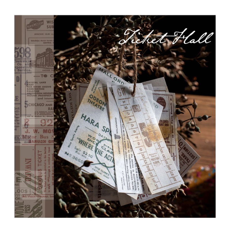 貼紙 手帳貼紙 和紙貼紙 復古風格票據貼紙包 車票 月曆 電影票 每包100枚 圖案張張不一樣-細節圖8