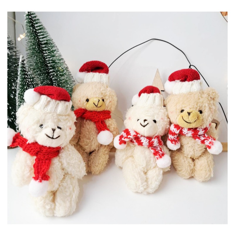 快速出貨 聖誕裝飾 熊熊一起過聖誕掛飾 聖誕小熊 手腳可動 米白小熊 咖啡小熊 2隻一組-細節圖4