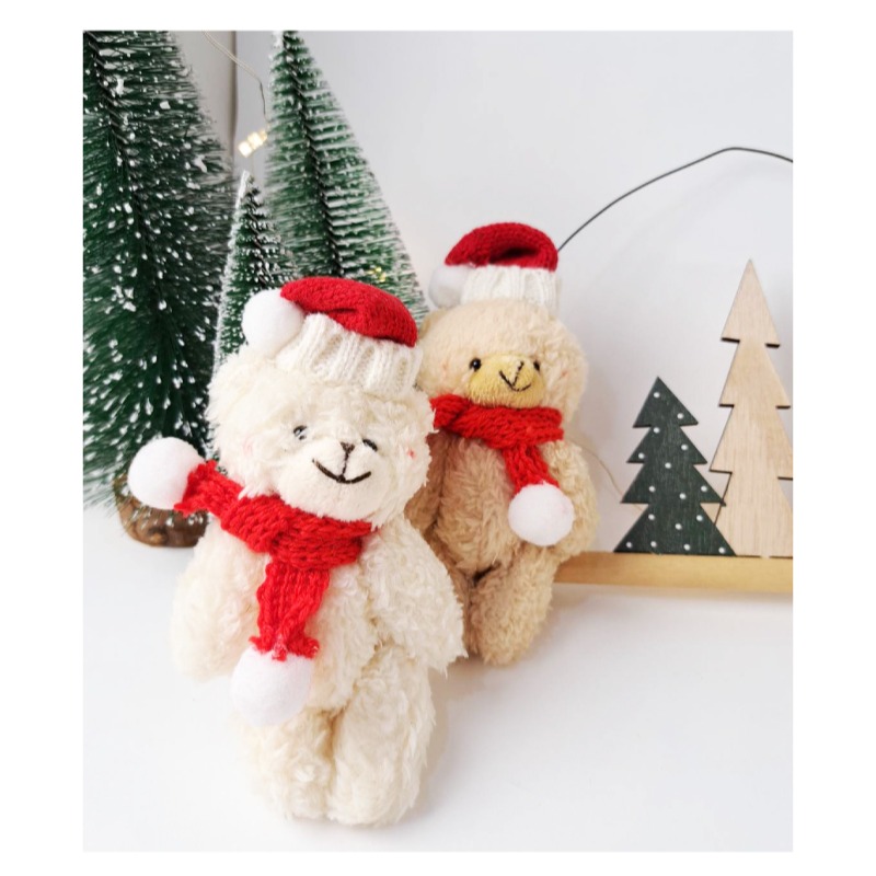 快速出貨 聖誕裝飾 熊熊一起過聖誕掛飾 聖誕小熊 手腳可動 米白小熊 咖啡小熊 2隻一組-細節圖7