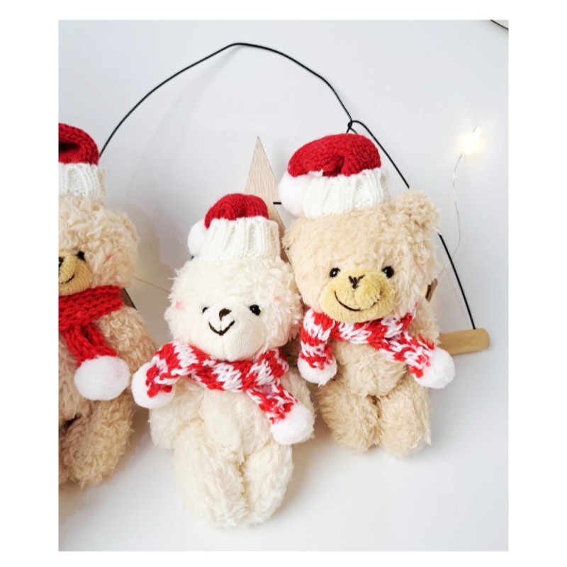 快速出貨 聖誕裝飾 熊熊一起過聖誕掛飾 聖誕小熊 手腳可動 米白小熊 咖啡小熊 2隻一組-細節圖8