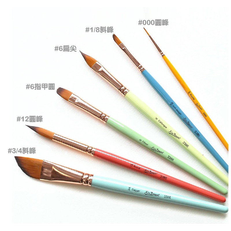 水彩 畫畫 不同筆鋒水彩畫筆 彩色霧面筆桿 短柄 斜峰 圓峰 扁尖 指甲圓 6支組合-細節圖3