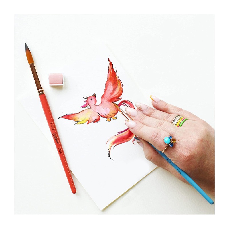 水彩 畫畫 不同筆鋒水彩畫筆 彩色霧面筆桿 短柄 斜峰 圓峰 扁尖 指甲圓 6支組合-細節圖6