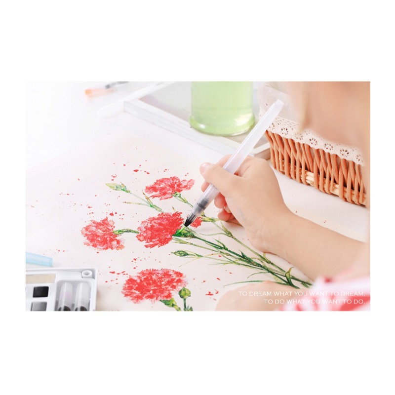 水彩筆 畫畫 自來水筆 尼龍筆頭 白色筆桿 長桿 短桿 大中小平頭 多種尺寸-細節圖2