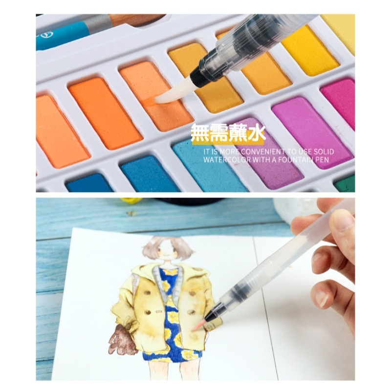 水彩筆 畫畫 自來水筆 尼龍筆頭 白色筆桿 長桿 短桿 大中小平頭 多種尺寸-細節圖5