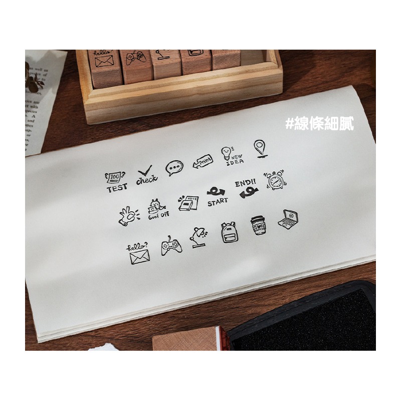 木頭印章 手帳印章 輕復古日常生活印章組 校園生活 my love today 18枚入 4款-細節圖6