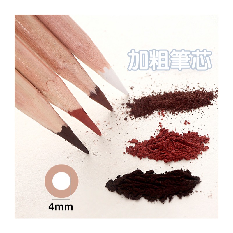 炭筆 彩色 白色炭筆多支組合 木頭筆桿 高光炭筆 畫雲彩 點睛 深色紙使用 紙擦筆 2~4支裝-細節圖8