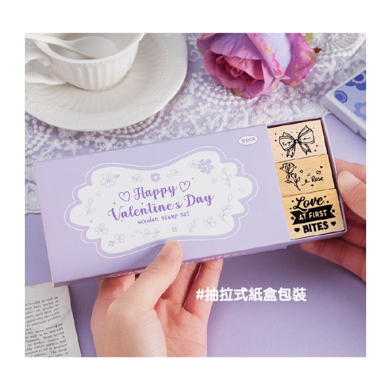 木頭印章 手帳印章 愛…木頭印章組合 主題式印章 9枚入 整組-細節圖9