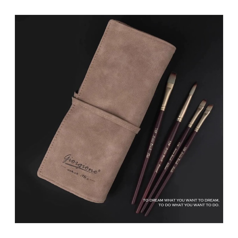 畫筆 水彩筆 原木畫筆 畫畫24件組合 整組 不同筆鋒畫筆 板刷 專用筆袋 油畫 丙烯畫 水粉-細節圖2