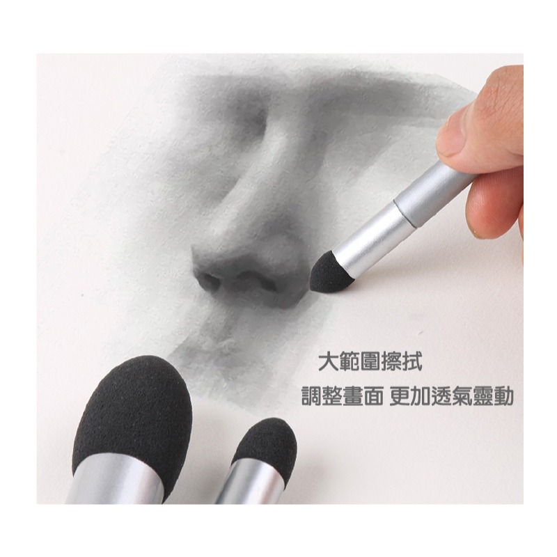素描 揉擦筆 灰面筆 一組三支 斜面 圓頭 尖頭 咖啡色 玫瑰金 香檳金 銀色 木頭筆桿-細節圖9
