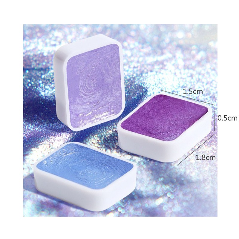 水彩 固體水彩 珠光 水性顏料 12/24/36/48/60色組合 分裝盒裝 水彩畫 國畫 書法 美甲 纏花 黏土-細節圖7