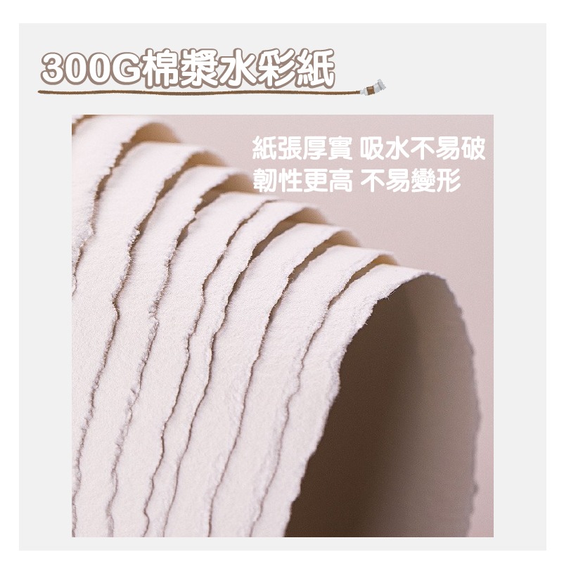 水彩紙 全棉漿 300g 復古 手撕 毛邊水彩紙 中粗紋理 多款尺寸 5張/份-細節圖4
