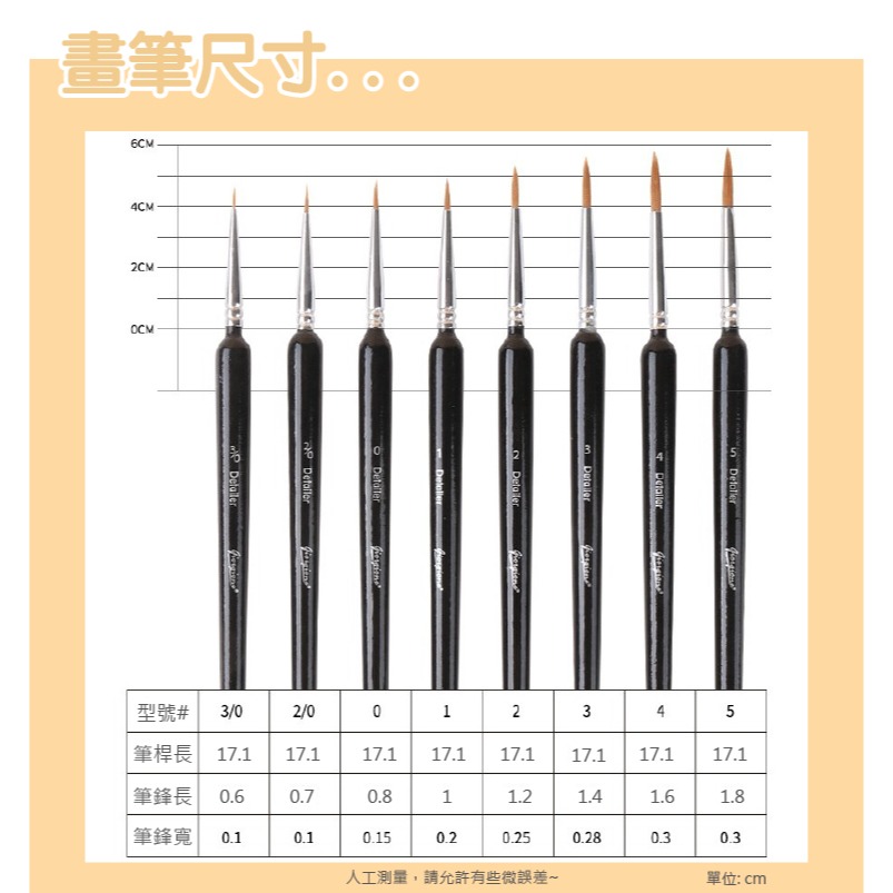 水彩筆 勾線筆 筆鋒大小不同 8支組 櫸木筆桿 尼龍筆頭 彈性足 筆觸靈敏 勾線流暢-細節圖8