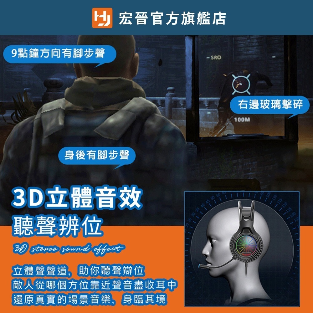 宏晉 G201RGB頭戴式電競耳機麥克風-細節圖7