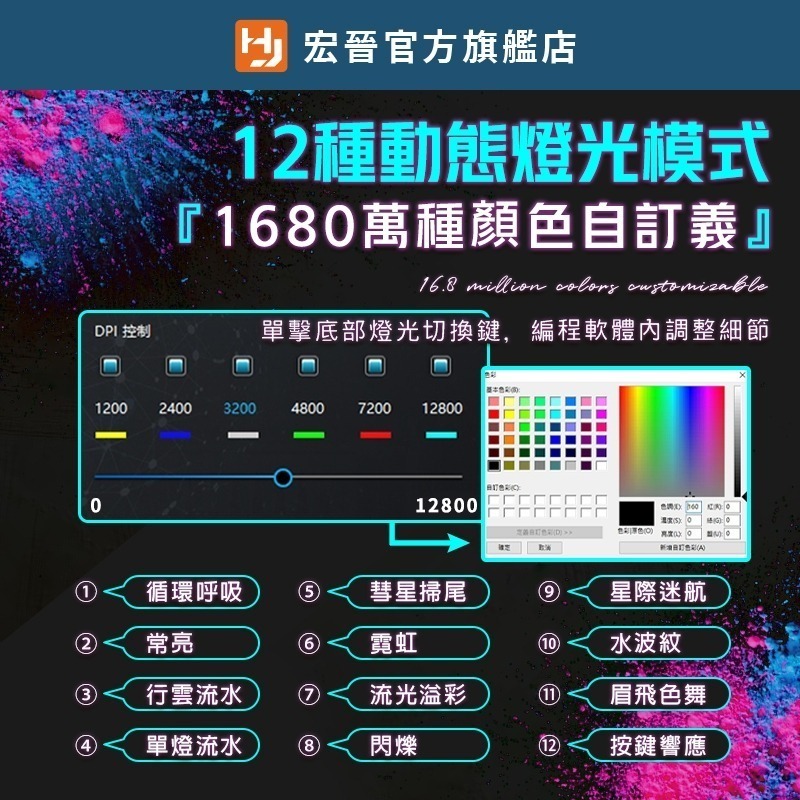 宏晉 RGB電競可編程靜音滑鼠-細節圖10