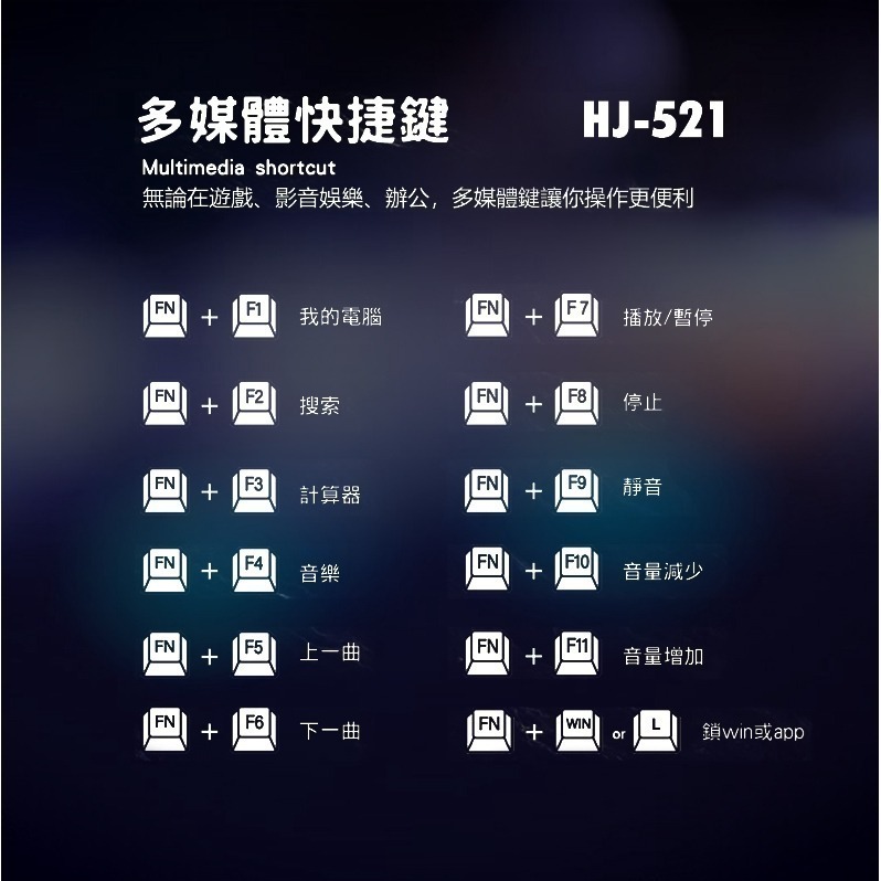 HJ-521 電競機械式呼吸燈青軸鍵盤-細節圖8