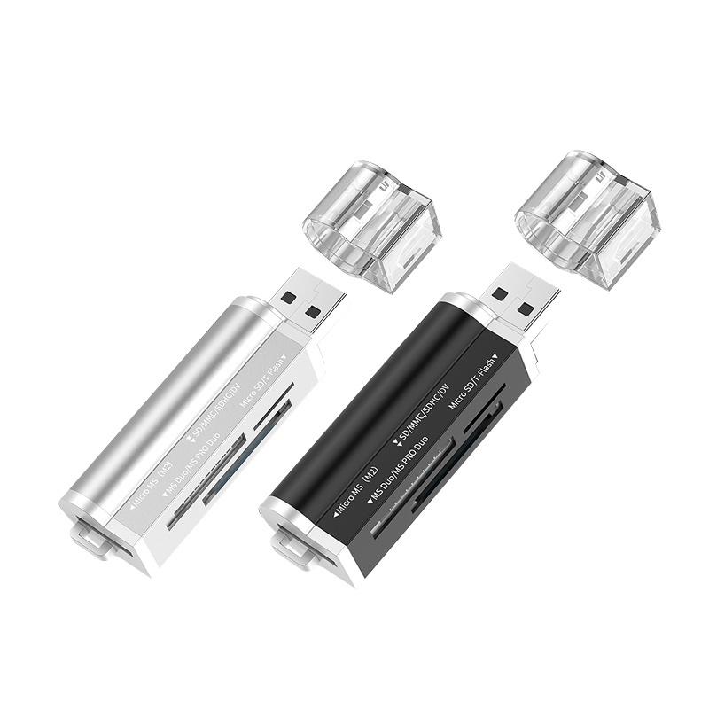 USB讀卡機 四合一讀卡機 鋁合金讀卡機 多功能讀卡機 USB2.0 即插即用 支援熱插拔 電腦讀卡機-細節圖2