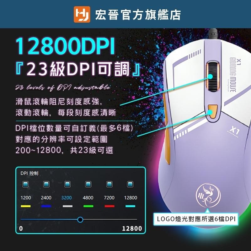 宏晉 可編程靜音滑鼠 RGB電競滑鼠 自訂義巨集滑鼠 有線電競滑鼠 1.8M 有線滑鼠-細節圖3