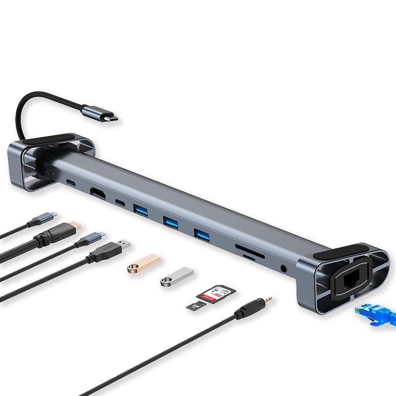 宏晉 TYPE-C筆電擴充器 十合一擴充支架 筆電延展器 筆電擴充 支援RJ45 hub3.0 HDMI-細節圖2