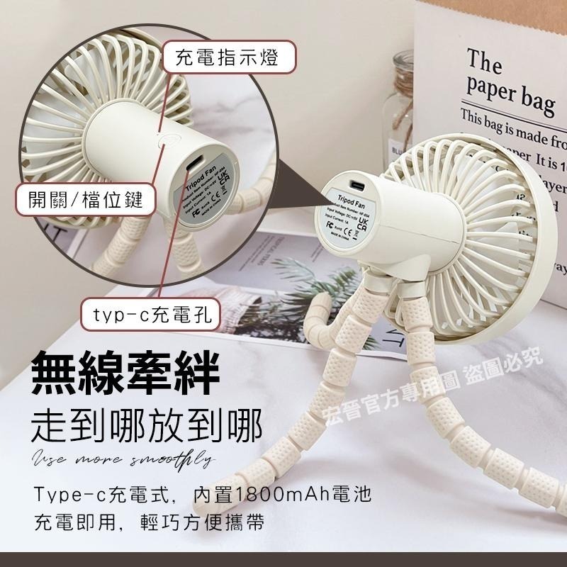 章魚風扇 無死角嬰兒車風扇 八爪魚風扇 掛式風扇 嬰兒車風扇 小風扇 風罩可拆式 USB充電風扇 夾式風扇-細節圖8