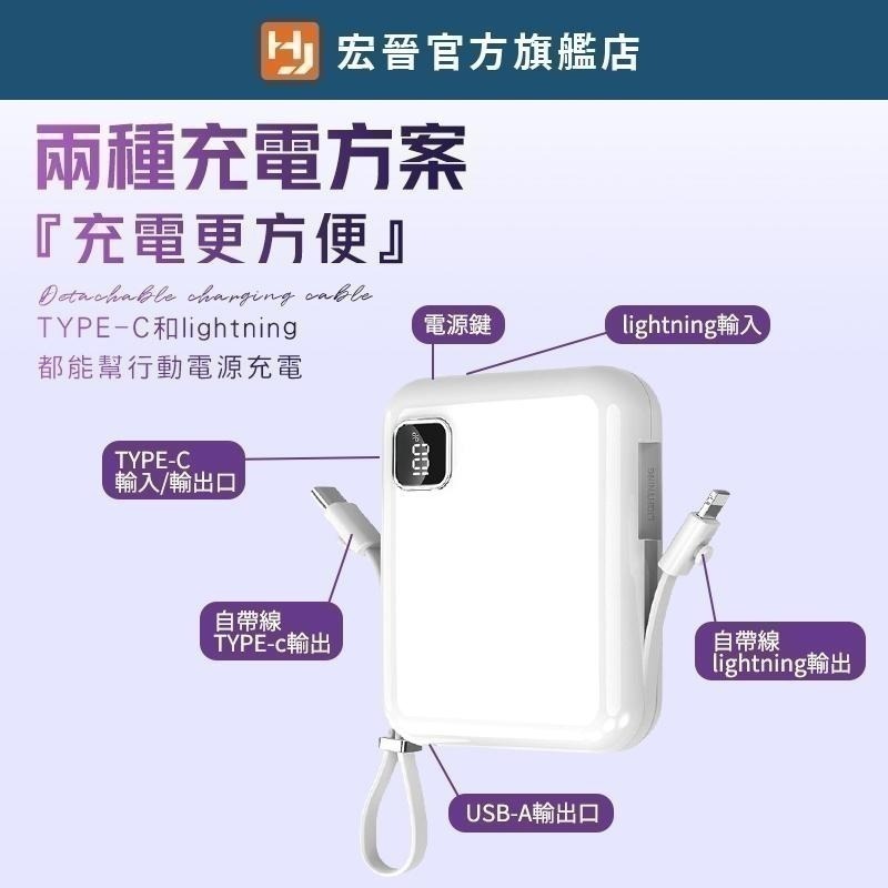 宏晉 全新升級半固態電芯 MINI SP 積木快充行動電源 自帶充電線 數字顯示電量 20W快速充電 10000mAh-細節圖9