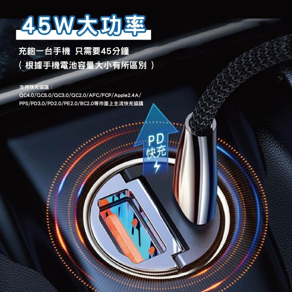 宏晉 迷你45W車用充電器 汽車車充 Type-C+USB-A 車充 雙Type-C 快充 手機充電 雙USB接口-細節圖8
