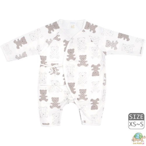 台灣製新生兒有機棉和尚服(泰迪熊)｜嬰兒服 透氣排汗 純棉親膚 蝴蝶衣 不套頭
