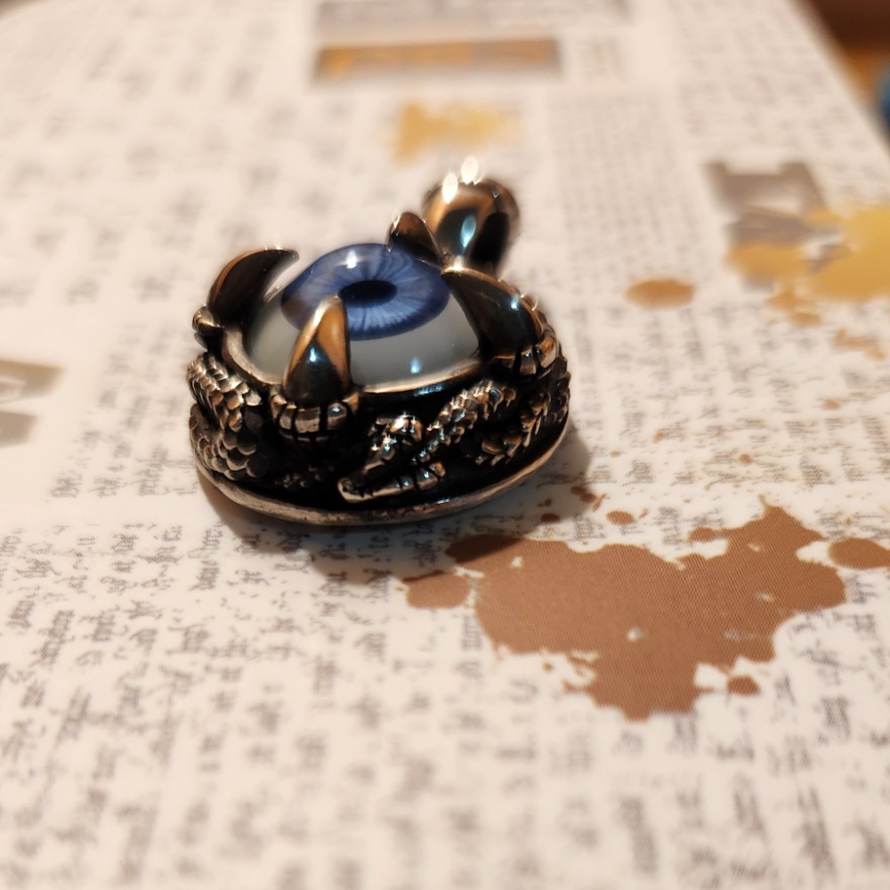 藍眼珠龍爪純銀墜子-細節圖3