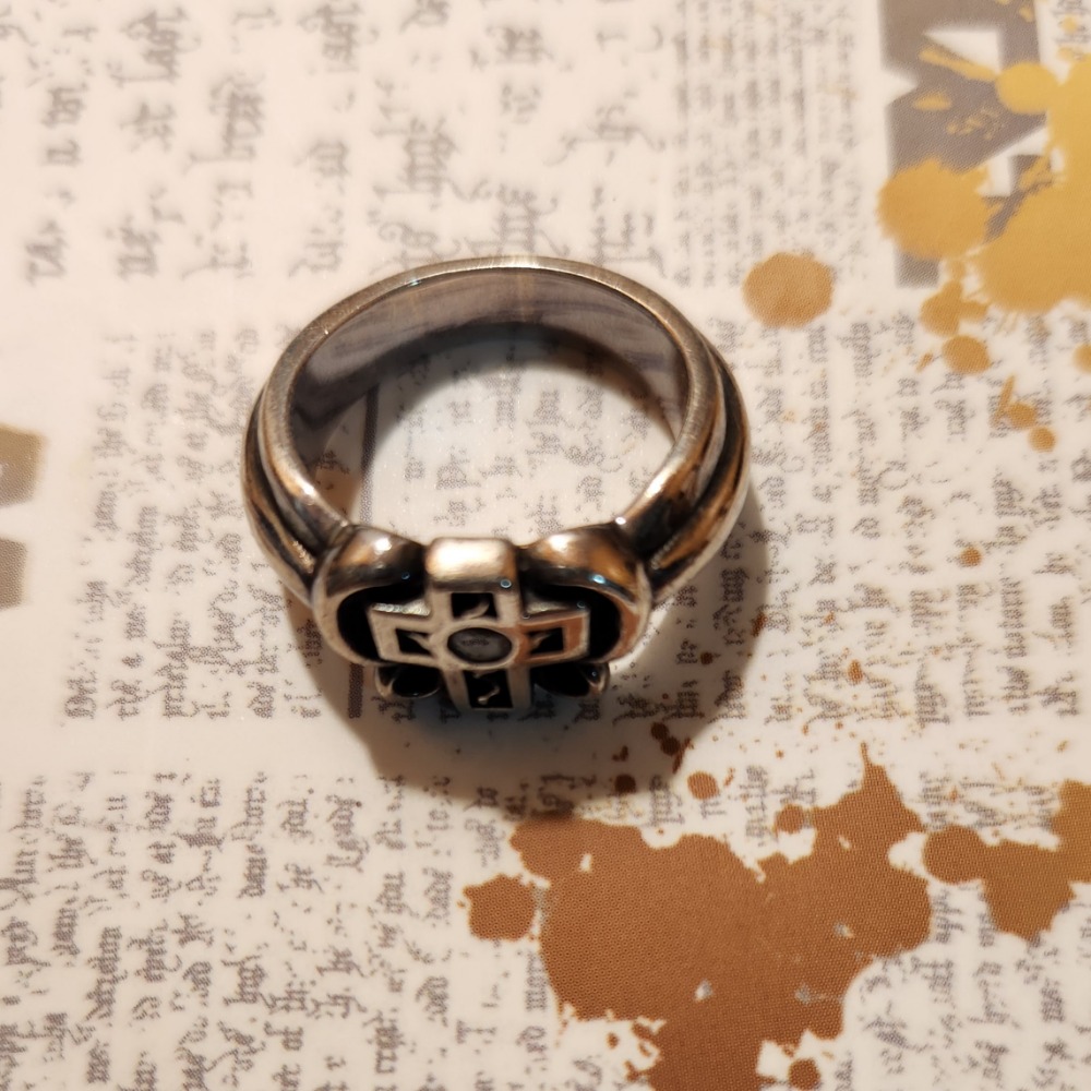 純銀十字架水鑽戒指-細節圖2