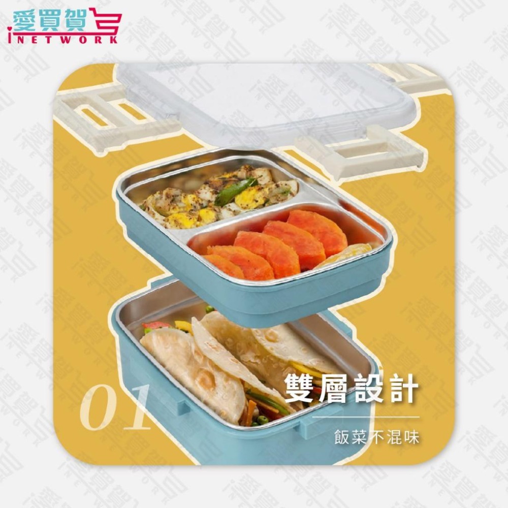 304不鏽鋼雙層分隔便當盒｜大容量保溫密封防漏｜可加熱水 保鮮不混味-細節圖2