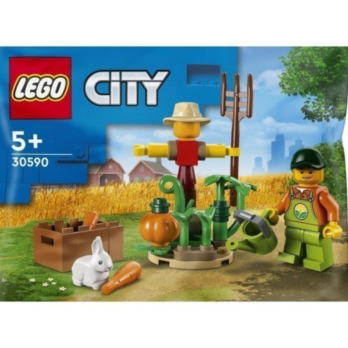 P 樂高 LEGO 30590 城市系列 農夫與稻草人 / 兔子 南瓜 農場 田園 全新 poly
